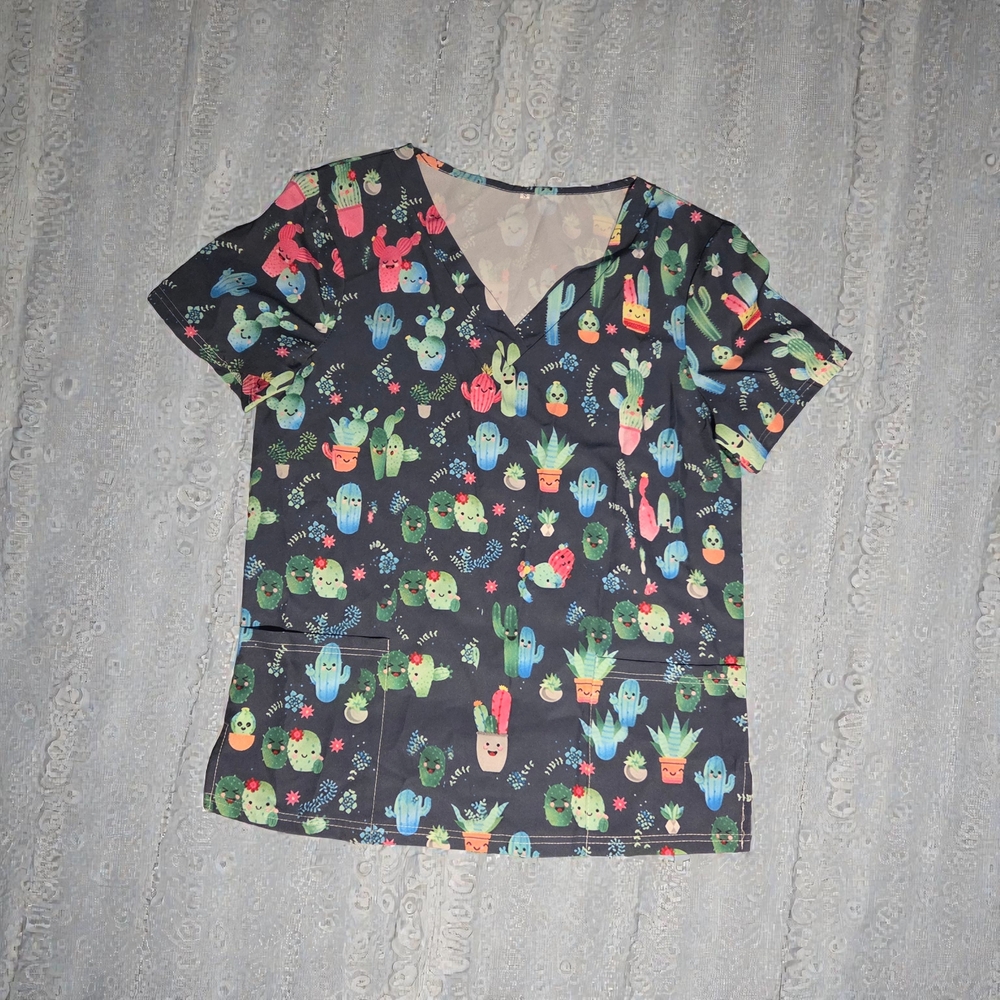 Cactus Print Scrub Top